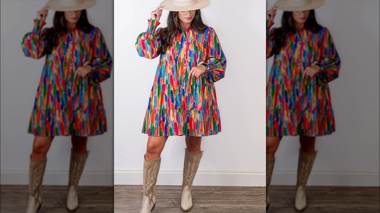 Multi-colored tiered dress