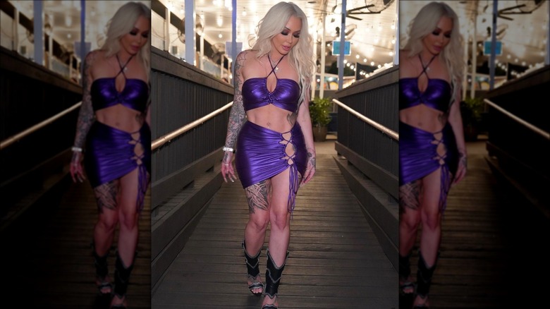 Bunnie Xo in purple outfit