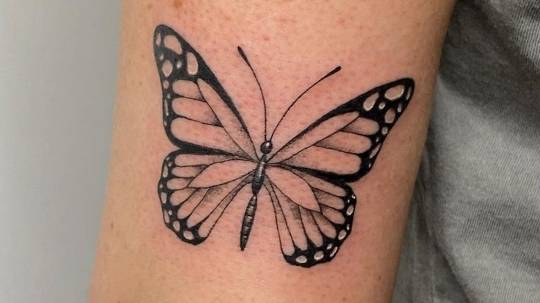 chrome metal butterfly 3d tattoo y2k  Dark skin tattoo Feminist tattoo  Sick tattoo