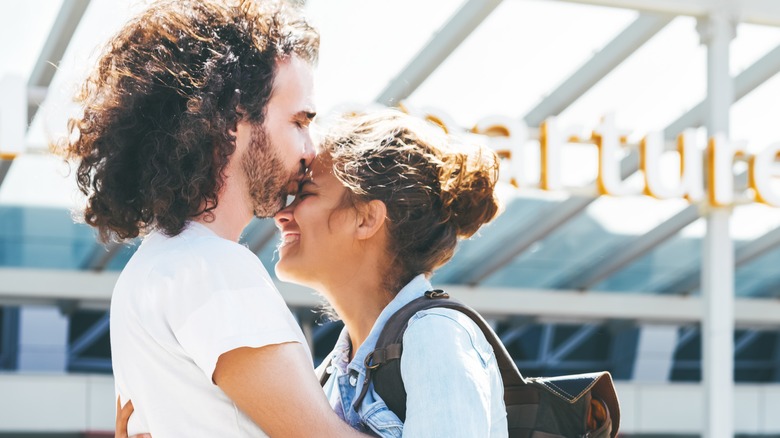 happy couple kissing