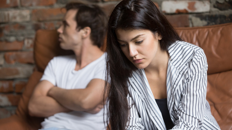 stressed couple not talking