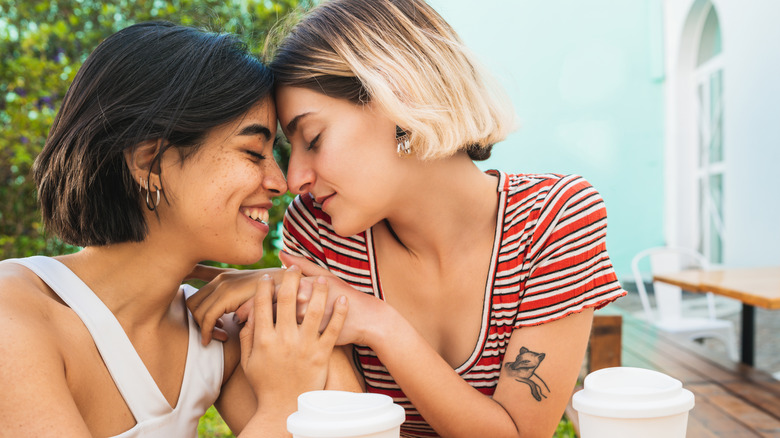 two women flirting