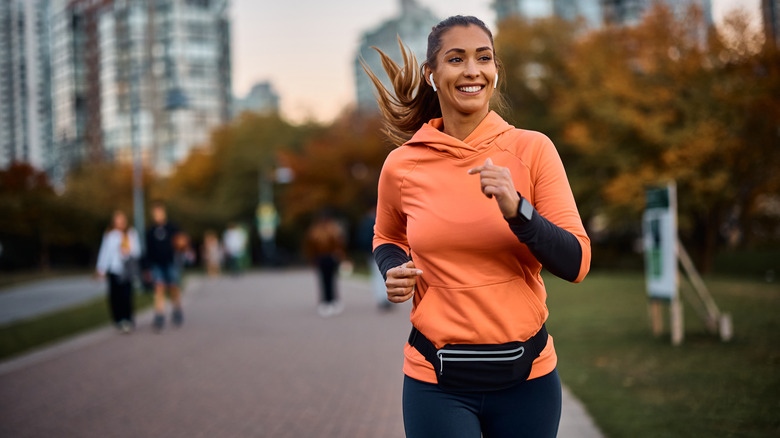 woman jogging in park