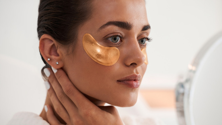 Woman with under-eye patch