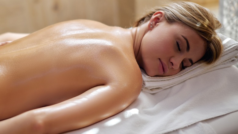 woman on massage table 