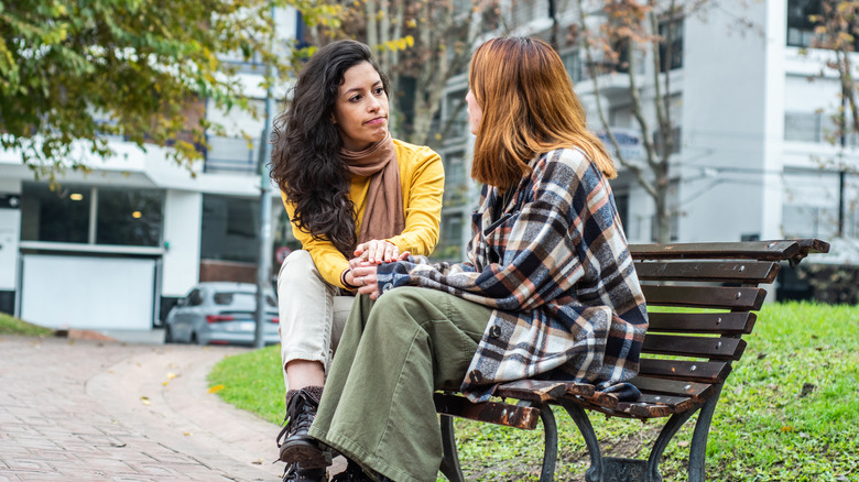 Two women having conversation