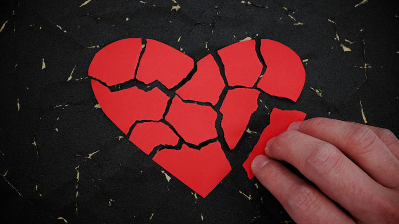 Broken heart paper cutout 