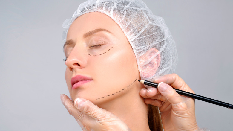 person preparing for cheek grafting