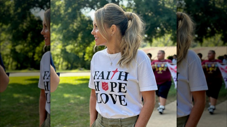 Candace Cameron Bure wearing Christian T-shirt