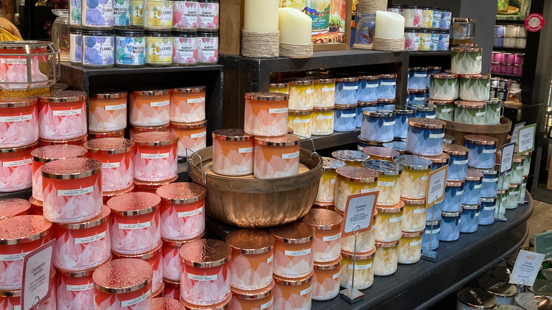 Candle display in Bath & Body Works