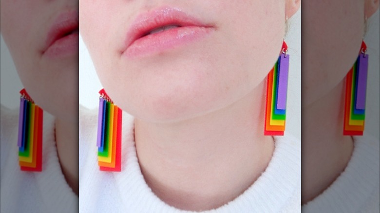 Rainbow pride stacked earrings