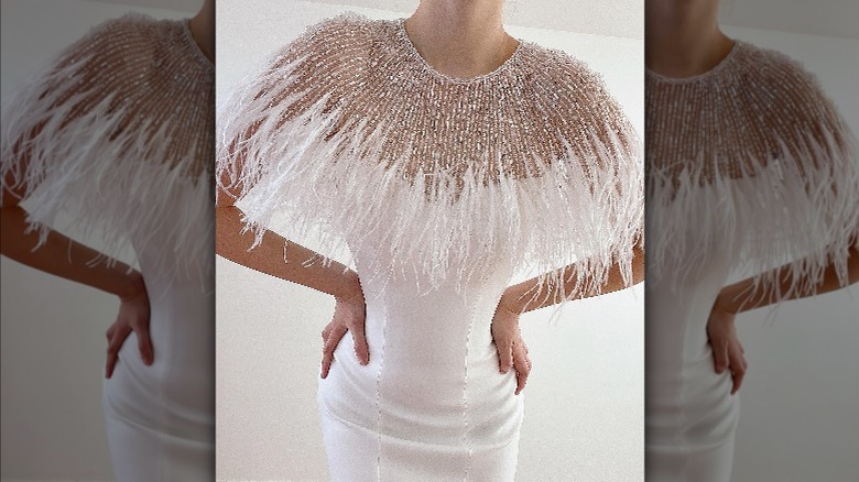 beaded and feathered capelet