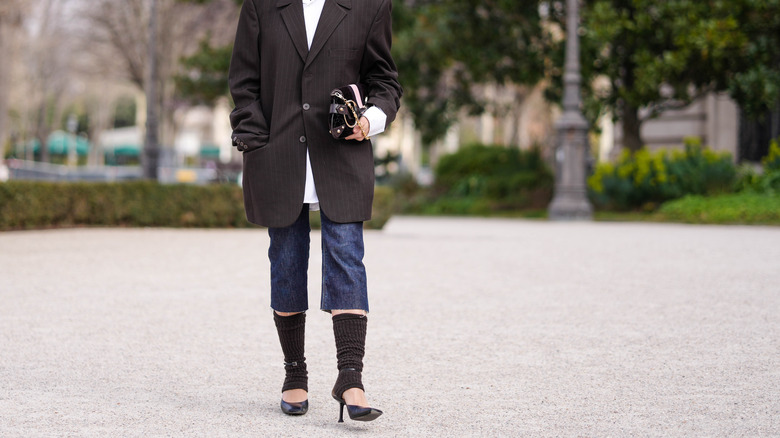 Woman in denim capris