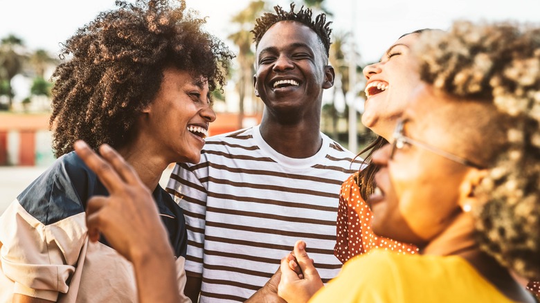 A group of people laughing