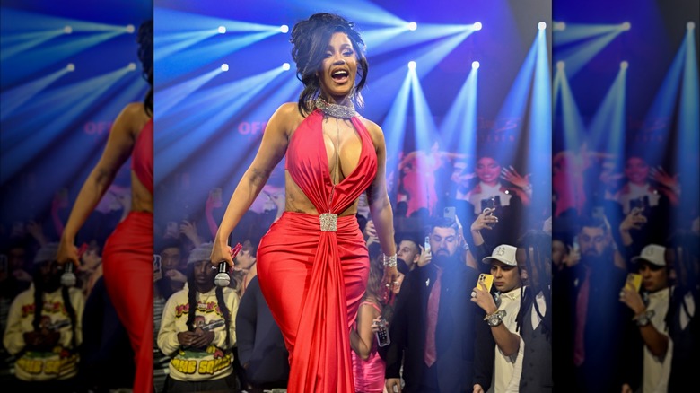 Cardi B in a red dress