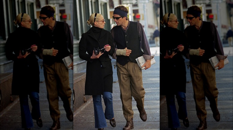 Carolyn Bessette-Kennedy wearing a black coat