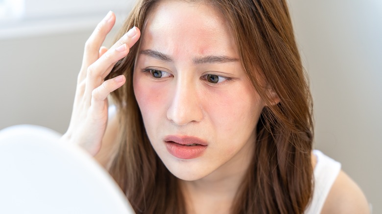 woman with irritated skin