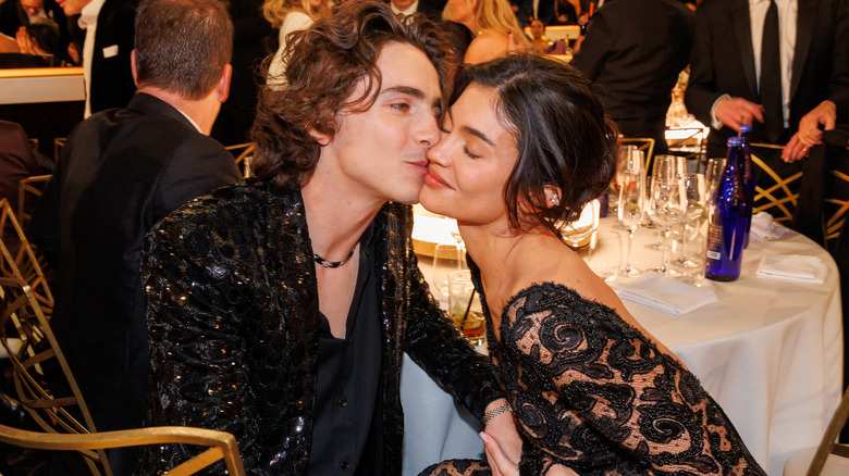 Kylie Jenner and Timothée Chalamet at the 2024 Golden Globe Awards.