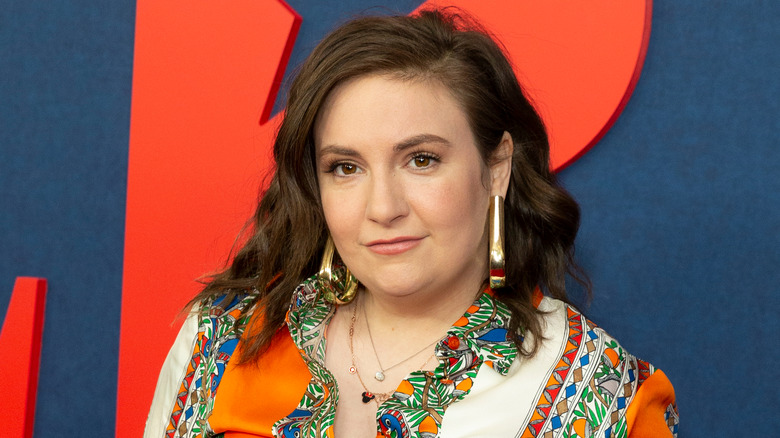 Lena Dunham with statement earrings