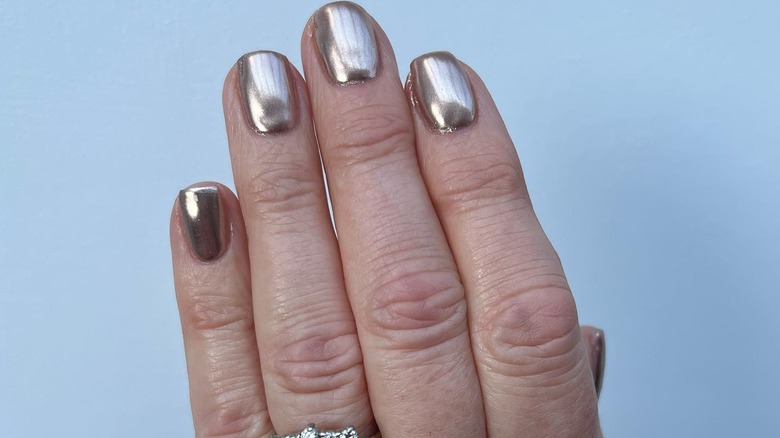 Champagne chrome nails