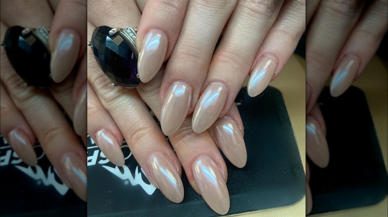 Champagne chrome nails