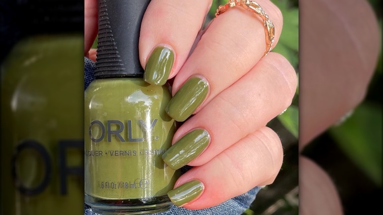 Moss green nails