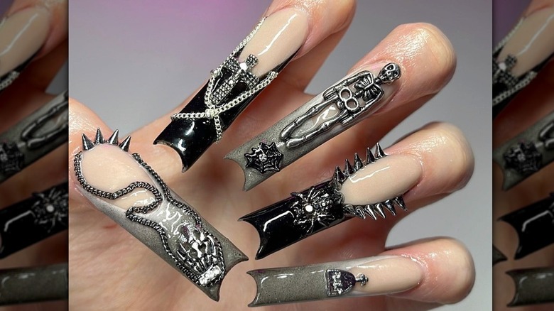 Goth nail charms