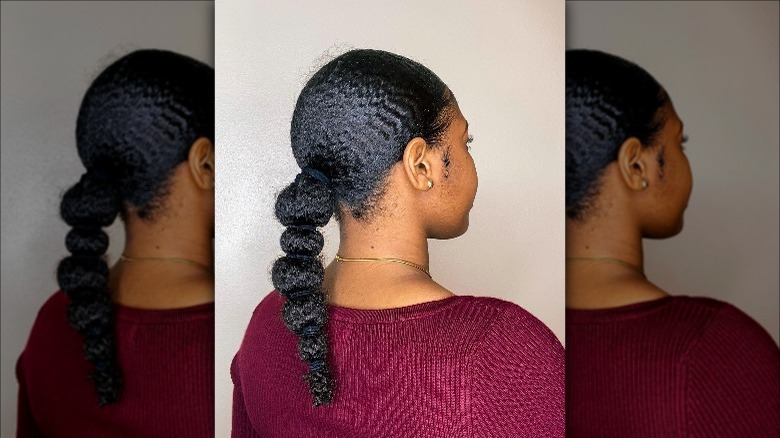 A woman with a bubble braid