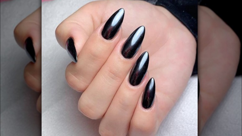 chrome black manicure