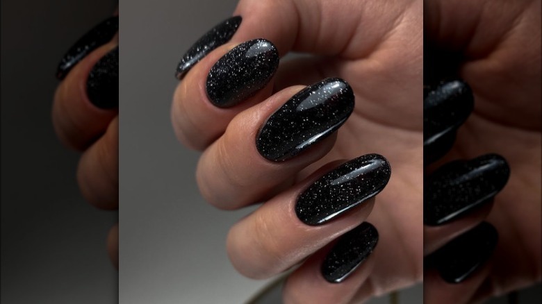 black glitter manicure