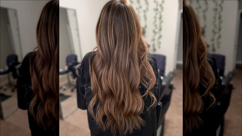 woman with chocolate silk balayage