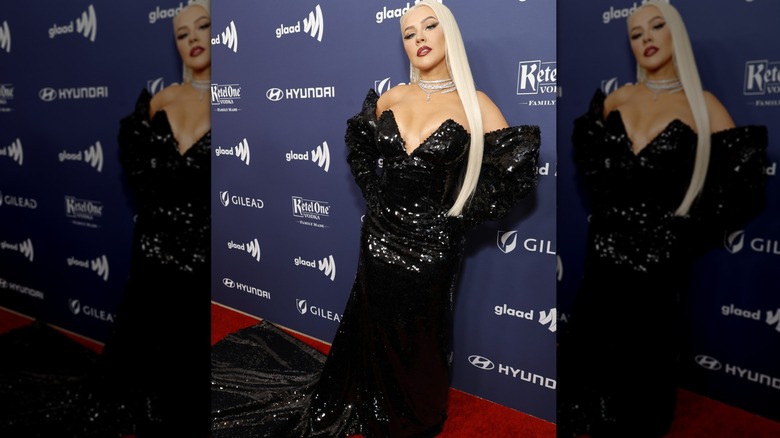 Christina Aguilera in black sequins