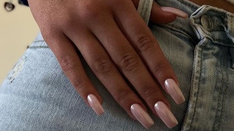 pink chromatic pearl nail color