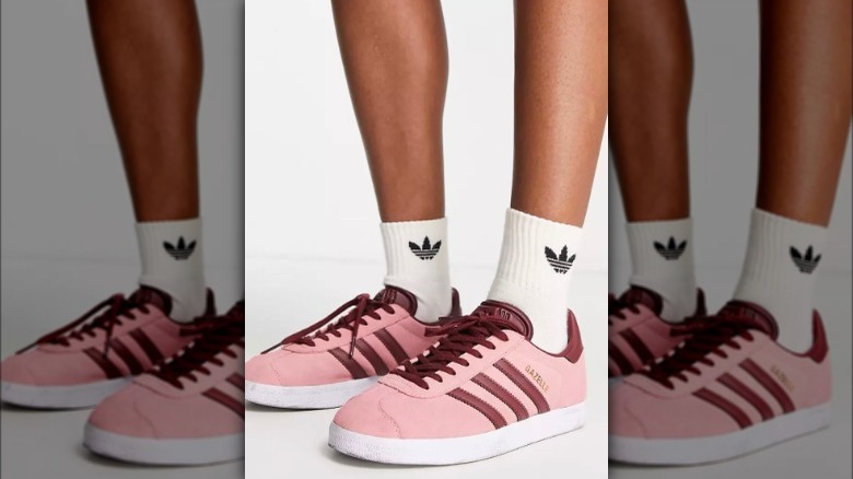 Pink Adidas Gazelle with socks