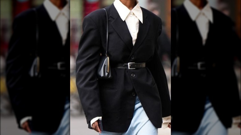 black women's blazer tie belt