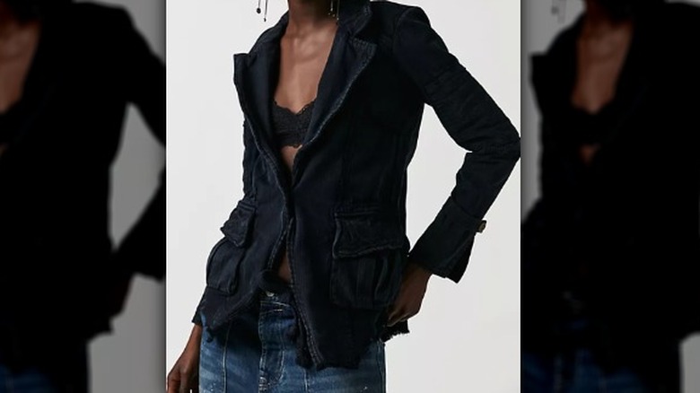 african american woman denim blazer