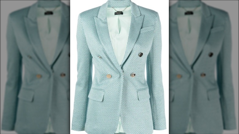 metallic blue blazer for women