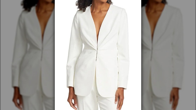 african american woman white blazer