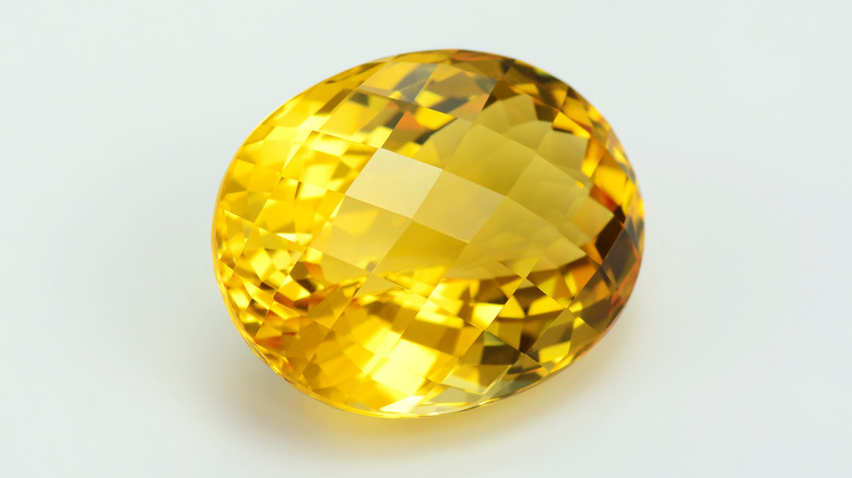 Bright yellow cut citrine gem