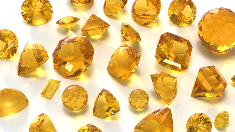Cut and polished citrine stones