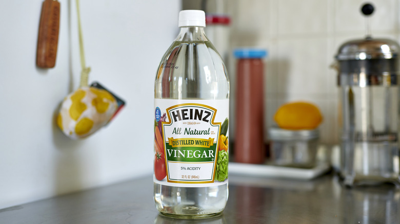 A bottle of distilled white vinegar
