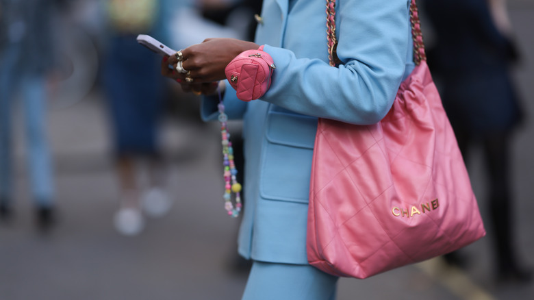 large pink shoulder bag