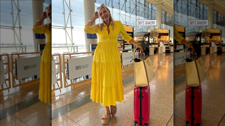 Woman wearing yellow dress