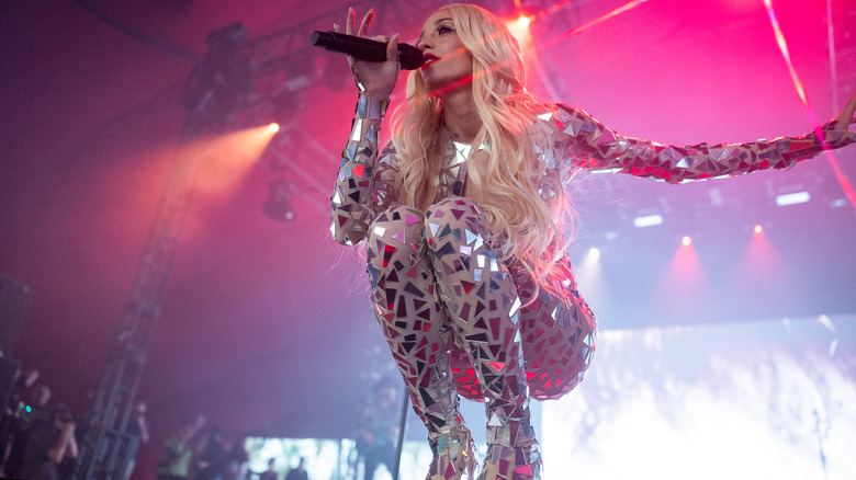 Michelle Joy wears disco ball bodysuit at Coachella 2023