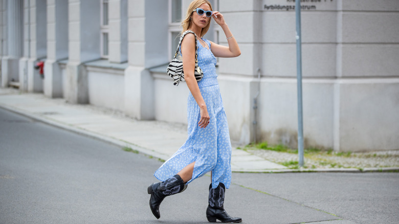 woman wearing coastal cowgirl aesthetic