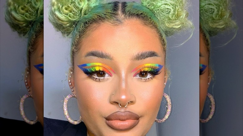 Rainbow color block makeup