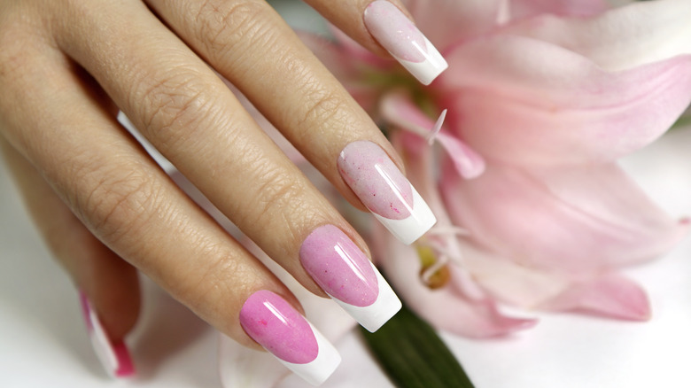 Pink and white French manicure