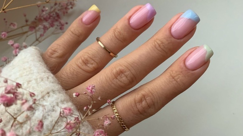 pastel French manicure with liquid tips