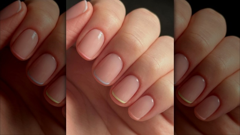 woman with pastel micro mini French manicure