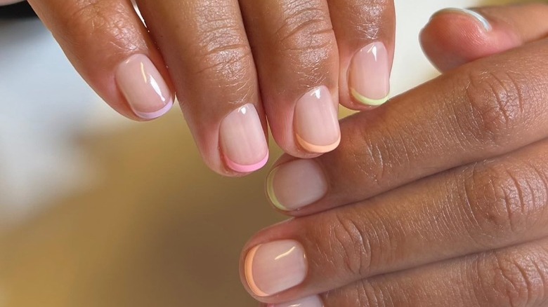 French manicure in various colors